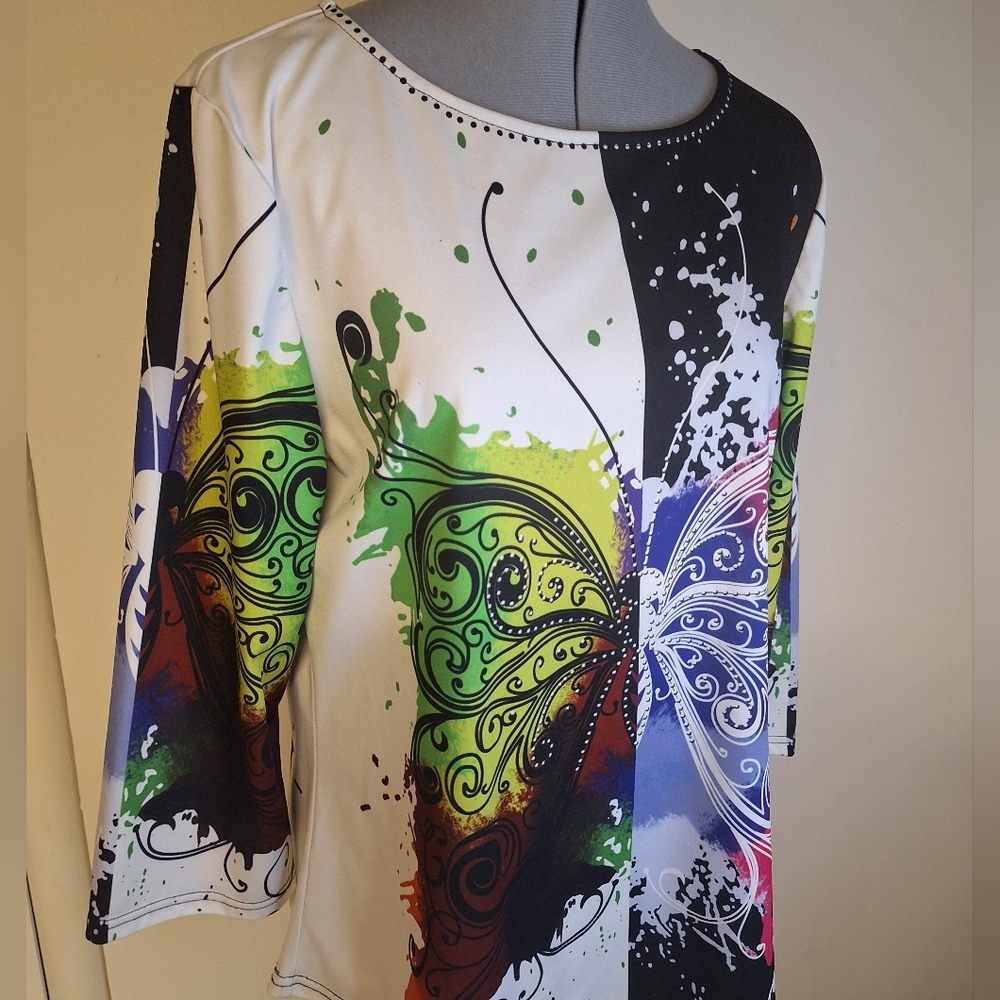 Not Rated Multicolor Butterfly Print Tunic  Size Large